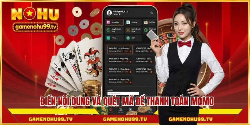Điền nội dung và quét mã để thanh toán Momo